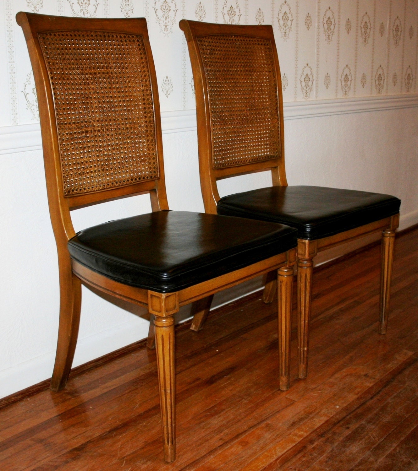 Pair of Vintage Ethan Allen Classic Manor Collection Caned
