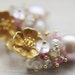 SALE Pearl Cluster Earrings with 24k Gold. Gold Stud Earrings. Pastel Pink Pearl Earrings with Amethyst. Bridal Earrings.