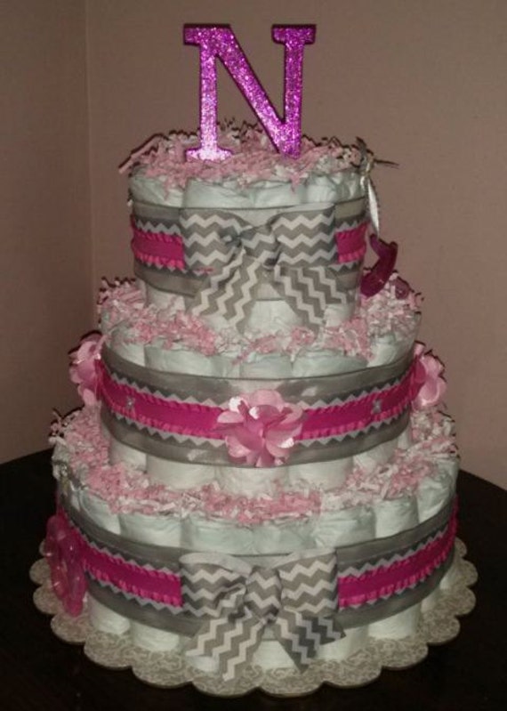 Items similar to Custom Chevron Initial Diaper Cake on Etsy