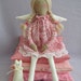 Custom order for Rebecca - The Princess and the Pea fabric Angel doll with kitty, blonde in red