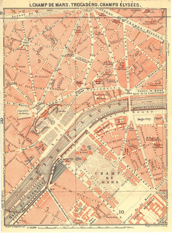 Paris City Plans Set of 5 Vintage Street Maps 1911
