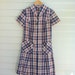 Vintage Plaid Dress with Zipper Front, Red White and Blue Plaid Scooter Dress