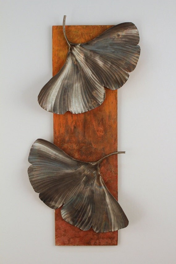 Ginkgo Leaf Metal Wall Sculpture