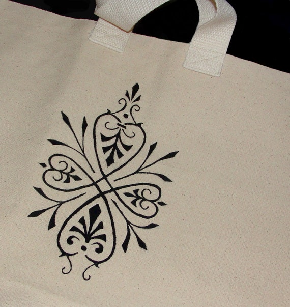 Hand Painted Bag - Large Grocery and Shopping Tote