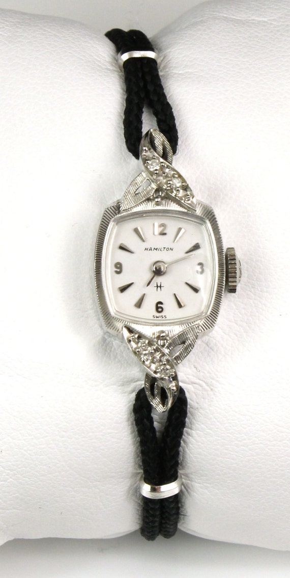 Vintage Ladies Hamilton 14k White Gold Watch