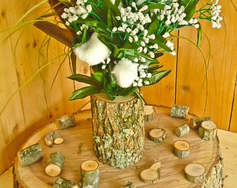 Tree Branch Vase, Log Flower Holder, for Rustic Weddings, Country Weddings, Rustic Center Piece, rustic vase