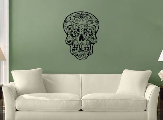 Items Similar To Sugar Skull Wall Vinyl Decal On Etsy 5946