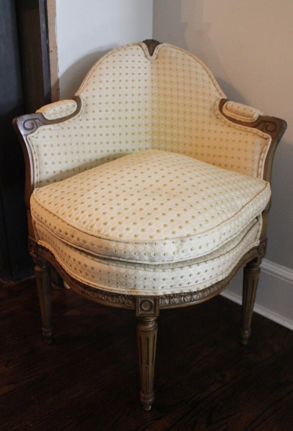 Vintage French Corner Chair by LilacBlanchome on Etsy