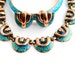 SALE - Vintage Matisse Copper Jewelry Set - Aqua Blue Green Enamel Necklace, Bangle Bracelet, & Clip on Earrings Lot / Modernist Parure