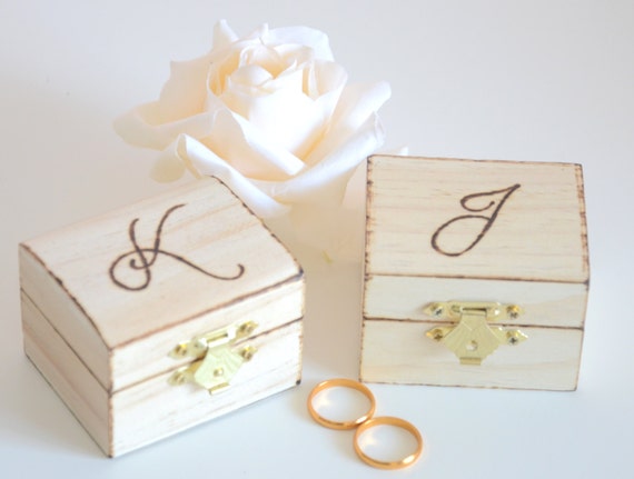 Personalized set of ring bearer boxes with initials