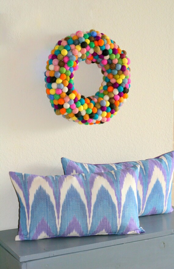 Items similar to Ikat pillow, Chevron pillow, Blue Purple Ikat pillow