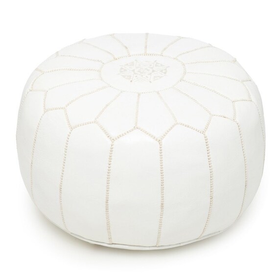 Moroccan Pouf Designer luxury White Custom made by bazarberber