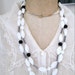 SALE - Black and White Beaded Necklace Vintage 1920's Glass Beads Flapper Long Necklace