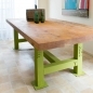 Industrial Recycled timber dining table - solid top with metal legs in any colour