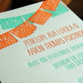 Papel Picado -  Letterpress Wedding Invitation Sample