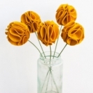 Mustard Felt Pom Pom Flowers (set of 5)