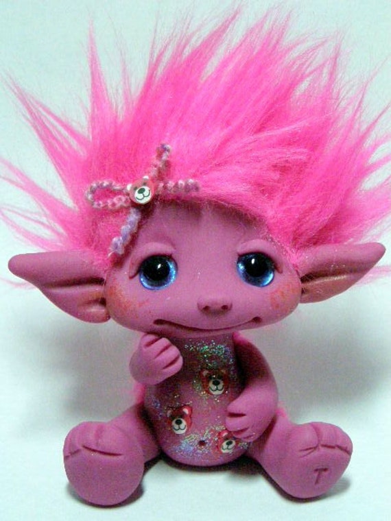 OOAK Pink and Purple Trollfling Troll girl Cherie