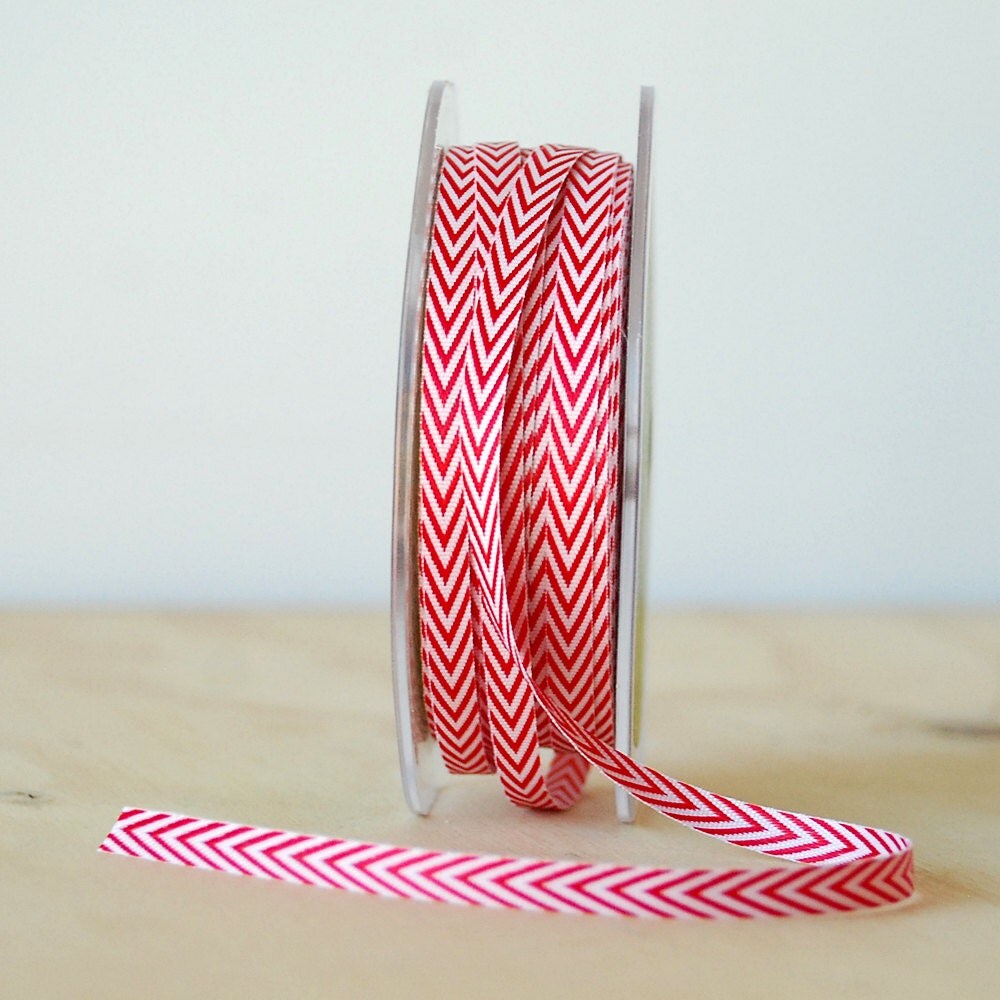 red and white chevron ribbon Red and white chevron ribbon 1/4 inch 5 yards twill by minorthread