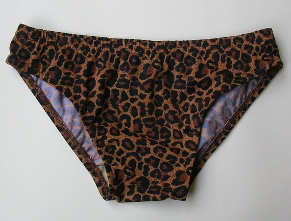 Men's Brown Leopard Low Rise Brief Swimsuit in S-M-L-XL