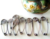 One Antiqued Larger Hammered Copper Safety Pin