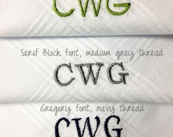 Monogrammed Handkerchief Monogram Set of 3 100% Cotton Men Women Personalized Groom Wedding Gift Hankie Hanky Preppy Classy