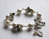 Mother of Pearl Bracelet Sterling Silver White Pearl Toggle Clasp KAREN HILL fine silver Bridesmaids bracelet