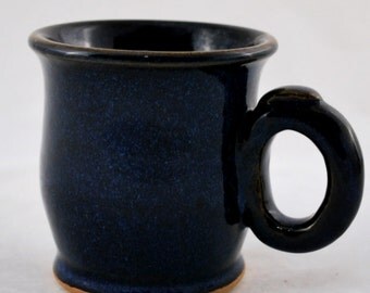 Cobalt Blue Mug with Thumb Rest Stoneware Clay Pottery
