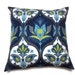 Two Navy Blue Turquoise Chartreuse Gray Pillow Covers Damask Design Toss Throw Accent Covers 18 inch pair