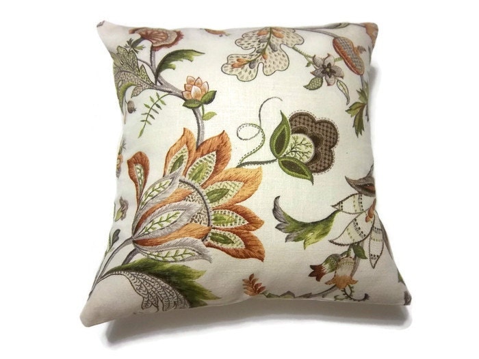RESERVED Decorative Pillow Cover Olive Green Orange Rust Brown