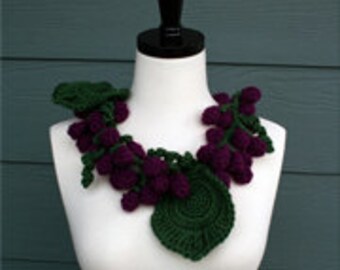 Crochet Scarf Pattern, Vineyard, Grape Vine