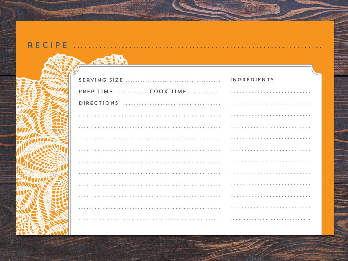 12 Doily Double-Sided 4x6 Recipe Cards with optional by Earmark