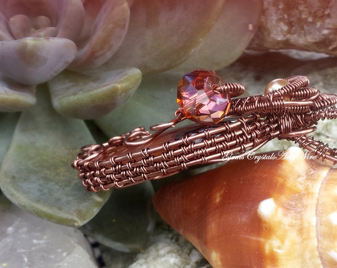 Copper Pendant, Wire-wrapped Jewelry, Woven Wire Jewelry, Agate Pendant, Earthen color Jewelry, Natural Stone Pendant