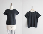 black linen blouse / boxy blouse / womens black blouse
