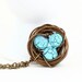Nest Pendant, Gift For Mom, Turquoise Bird Nest Necklace, Turquoise Necklace, Wonderful Gift for New Mom, Grandmother, Mothers Day