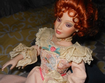 Victorian Doll- Lilly on Settee, ruffles and lace