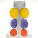 Yellow, Purple, and Orange Shoulder Duster Trio of Tagua Nut Eco Friendly Earrings with Free USA Shipping