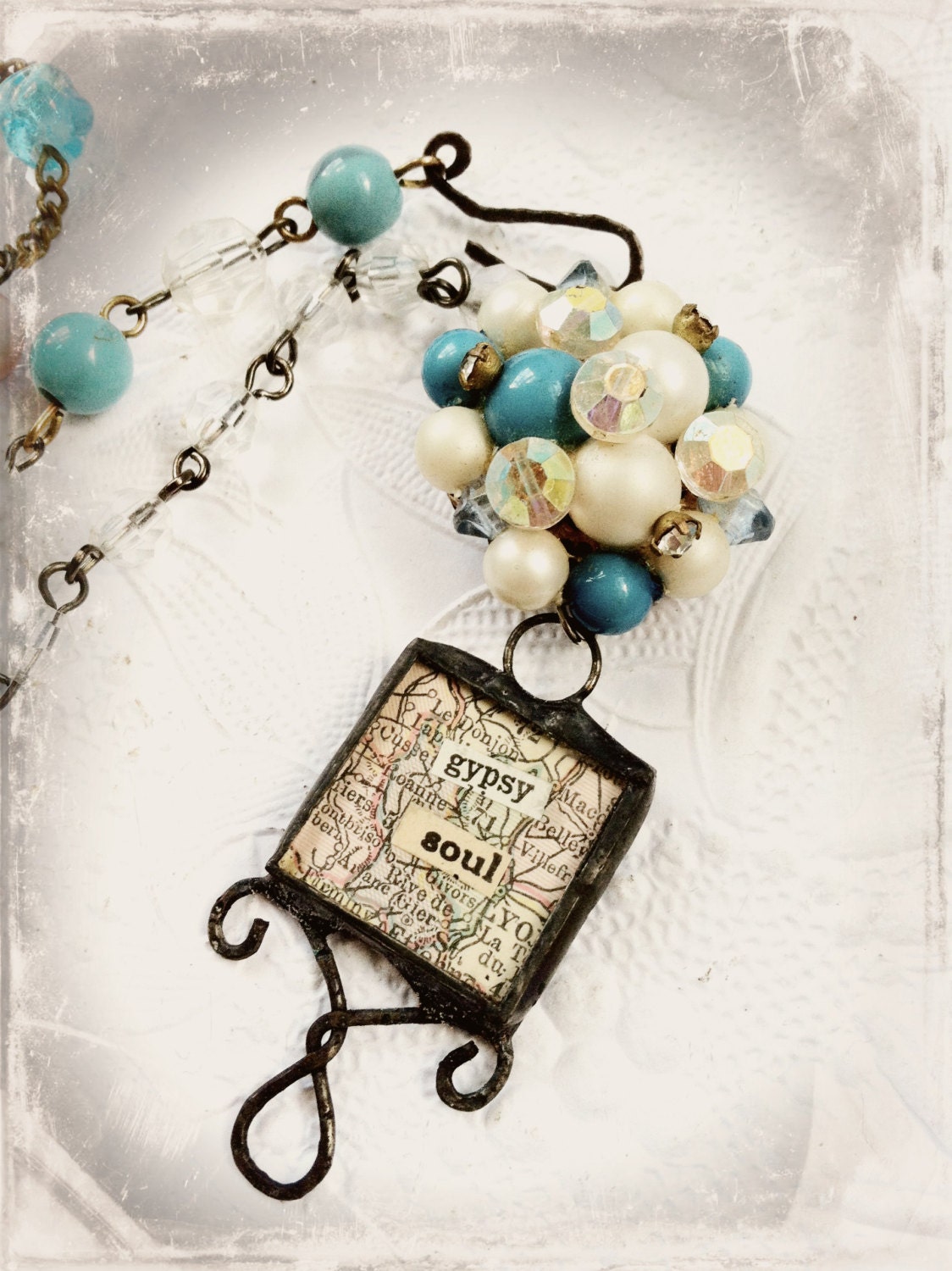Gypsy Soul Necklace Vintage Bead Chain Collage Art Necklace