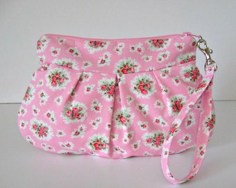 Rose fabric wristlet / clutch