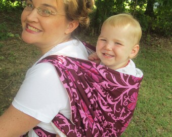 Woven Baby Wrap Carrier- Linen Blend Magenta - DVD included - Size 4, baby wrap, toddler carrier, summer wrap