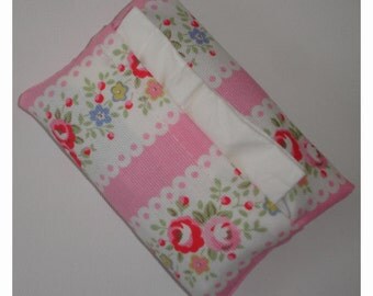 Pocket Tissue Holder Cath Kidston Lace Pink Vintage Flowers