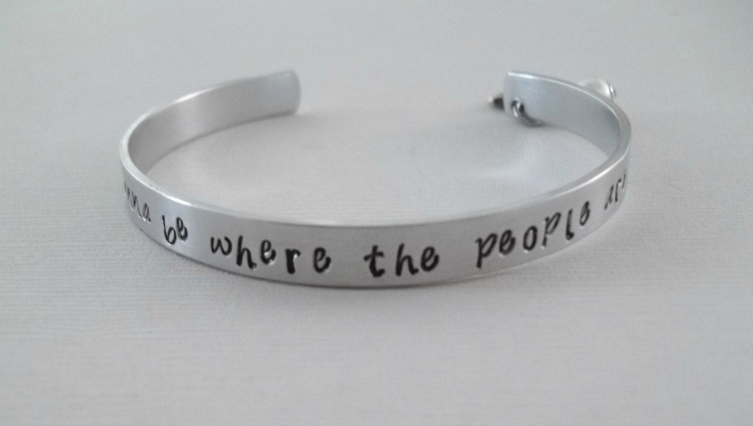 Custom hand stamped aluminum bracelet cuff 1/4 by