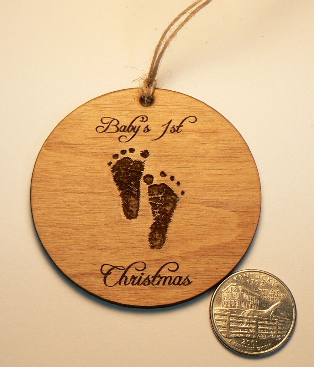 Baby's first Christmas ornament natural wood.