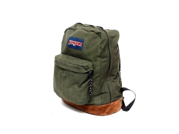 JANSPORT olive green canvas 80s 90s BACKPACK by 20twentyvintage