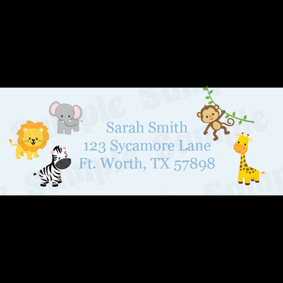 30 Return Address Labels Zoo Animals