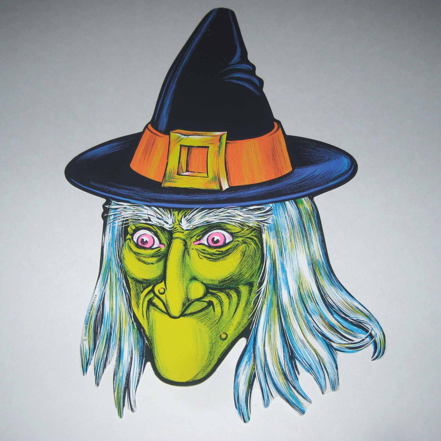 Vintage 1970s Cardboard Ugly Witch Halloween Decoration or Die