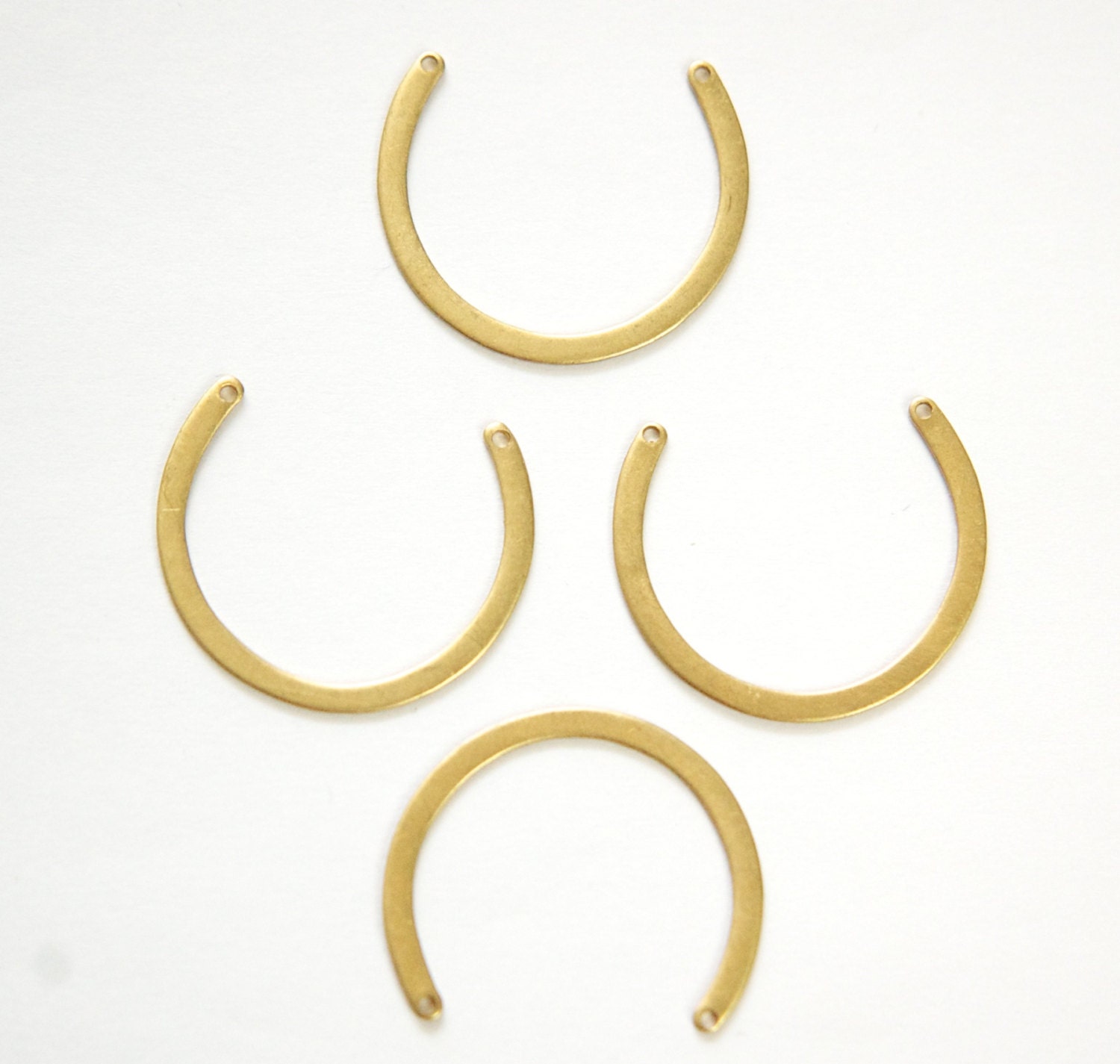 2 Hole Raw Brass C Shaped Partial Circle Pendant Charms (8) mtl386A