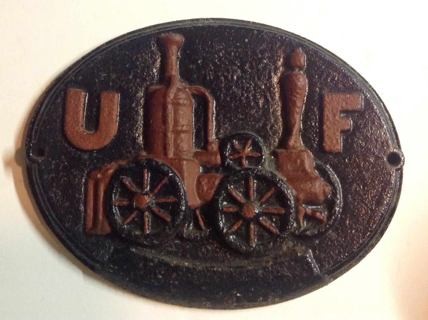 UF Cast Iron Fire Department Plaque Union Fire Insurance