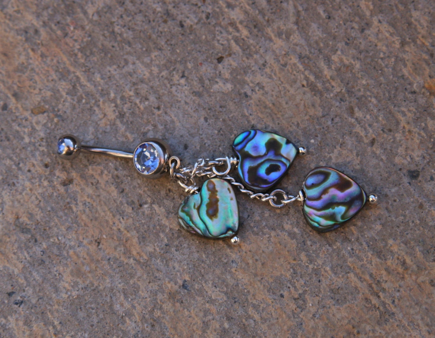Abalone Heart Shells DeSIGNeR Belly Button Ring by TheGlassPixie