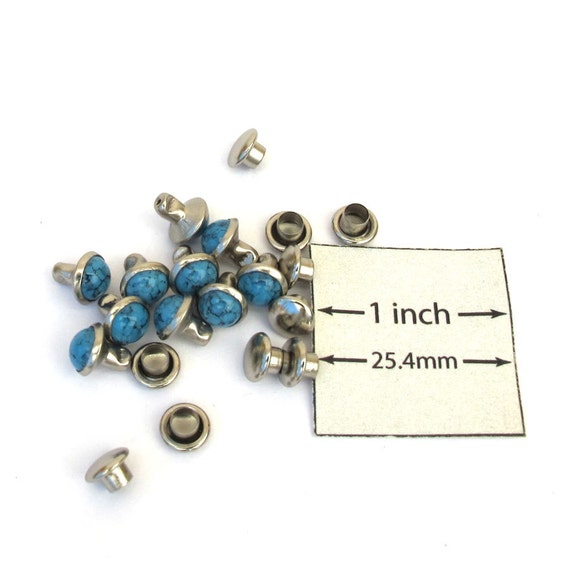 Turquoise 6mm Rivets great for leather or fabric by labeadsupply