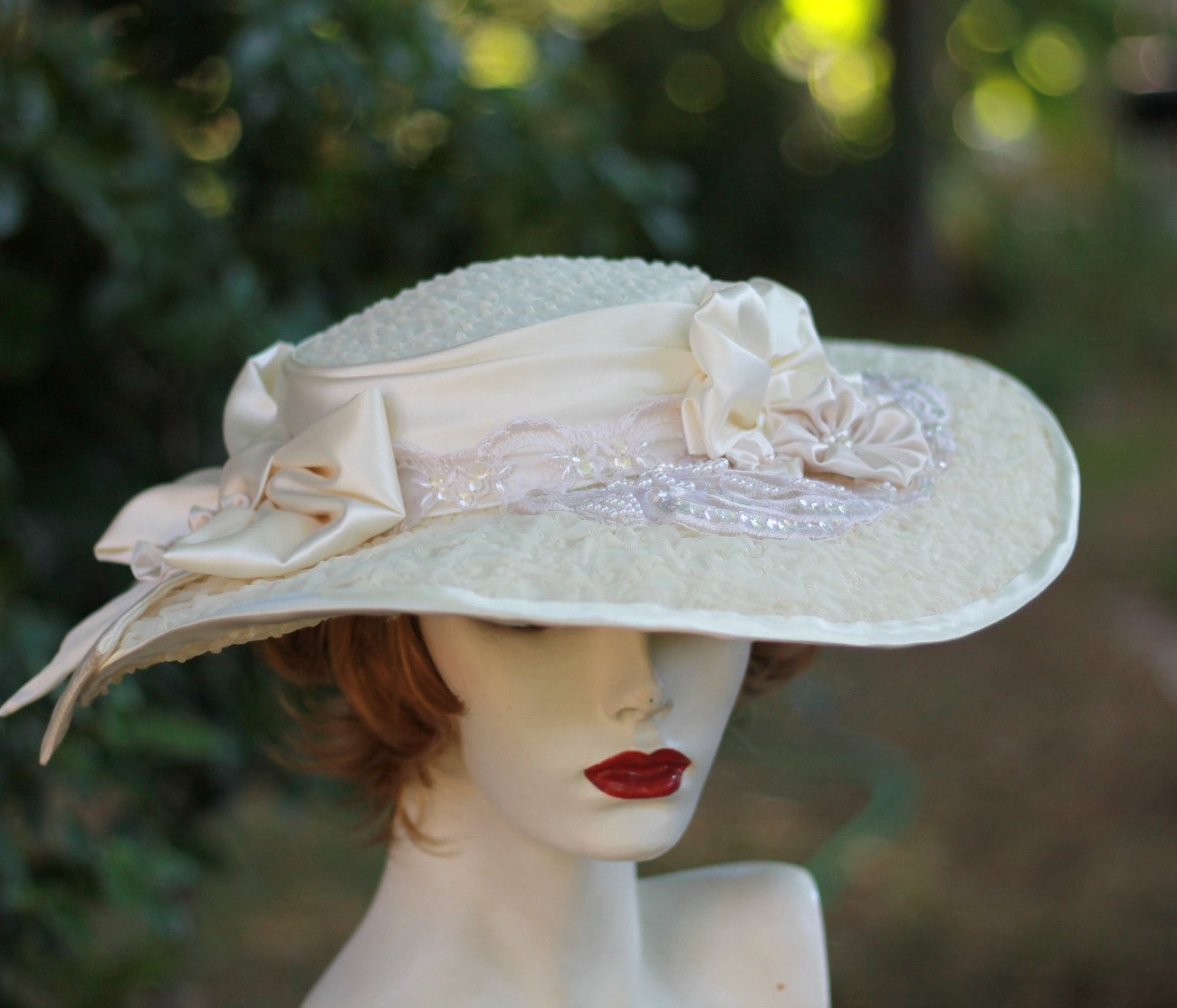Edwardian Hat Vintage Wedding Bridal Hats Ivory Lace by GailsHats